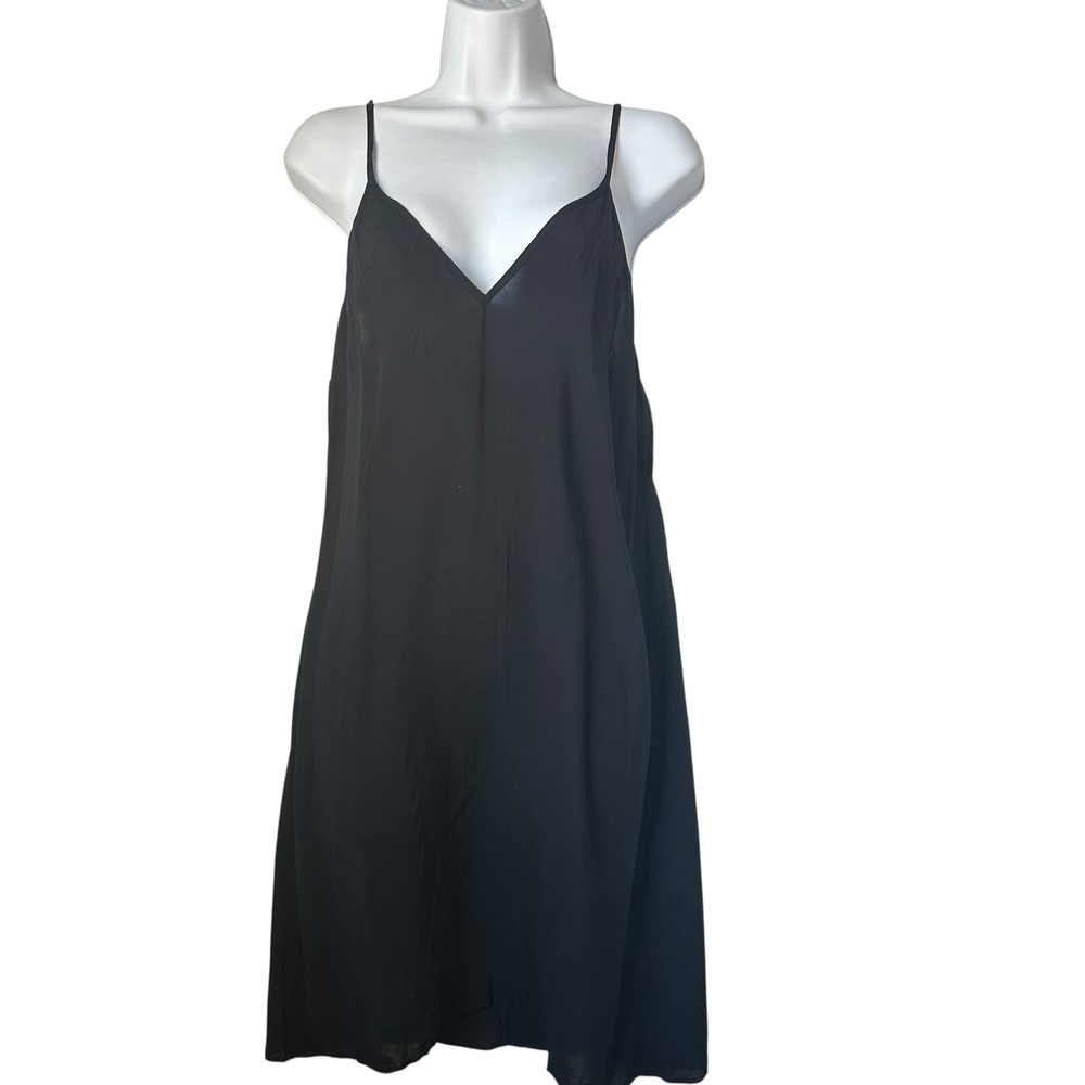 Maje Slip Dress Black V Neck Minimalist LBD Layering Classic Size 4‎ (36)